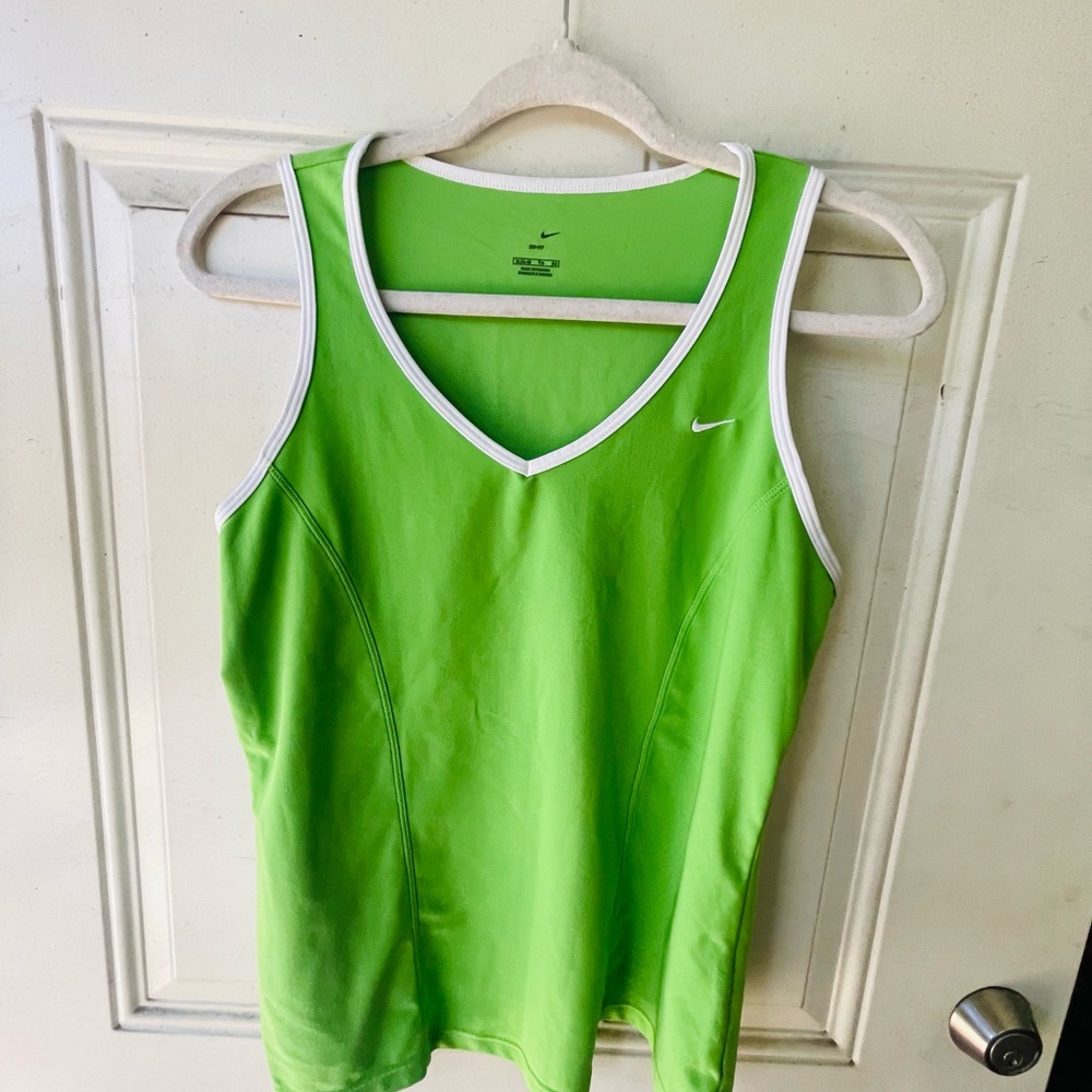 Nike Women's Lime Green V-Neck Tank Top